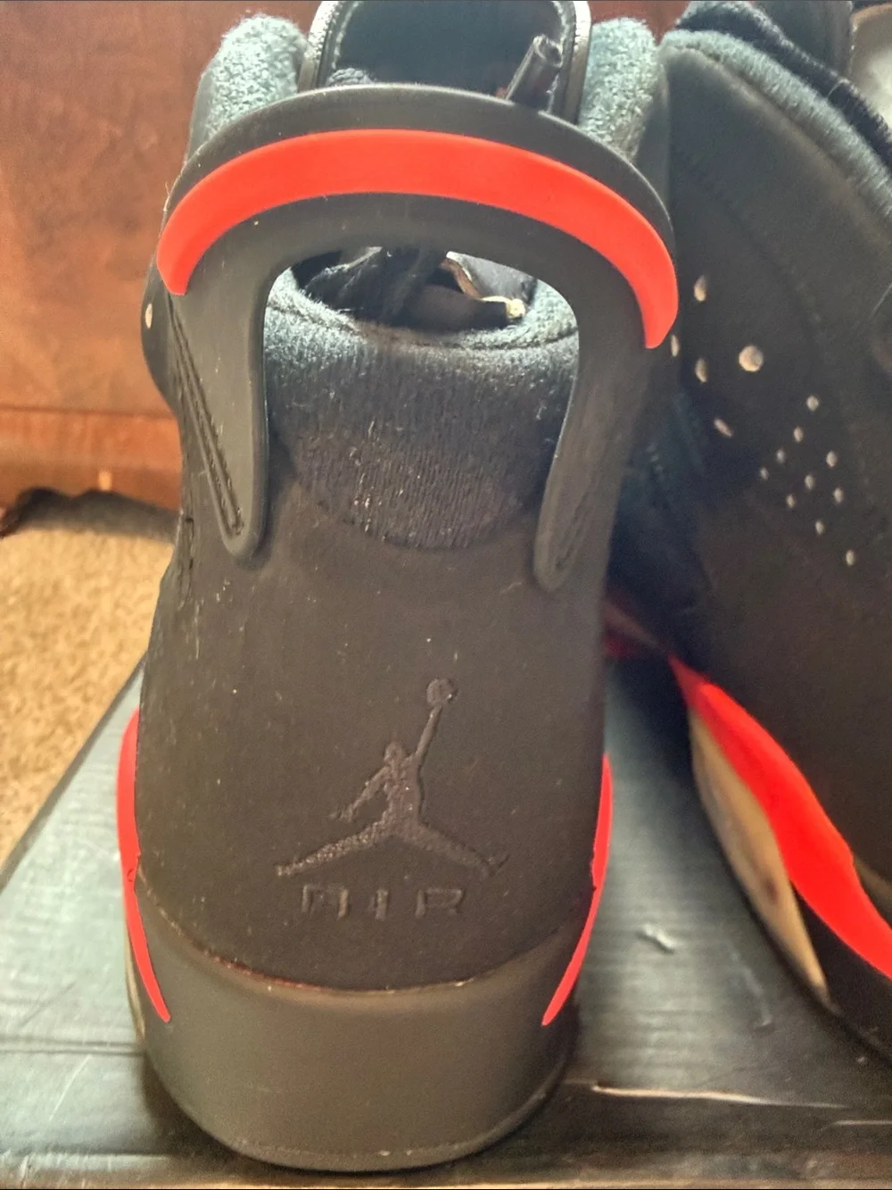Air Jordan 6 Retro “Black Infared” Men’s Black with Red Accents Sneakers